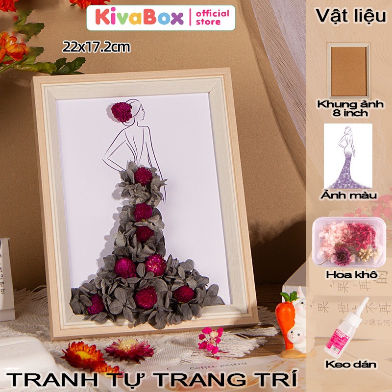 Tranh treo tường, để bàn handmade bằng hoa khô trang trí nhà cửa làm quà tặng cho bé, mẹ, bạn trai, bạn gái 8.3 và 20.10