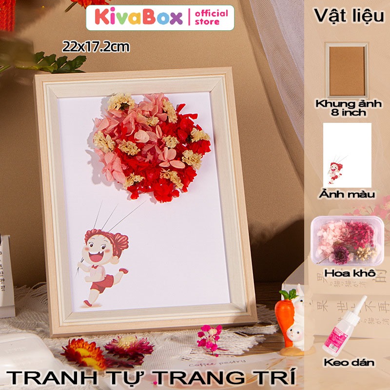 Tranh treo tường, để bàn handmade bằng hoa khô trang trí nhà cửa làm quà tặng cho bé, mẹ, bạn trai, bạn gái 8.3 và 20.10