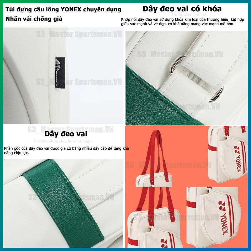 🏸Balo cầu lông chống nước YONEX_219/229 Badminton Bag 38*303*CMtúi đeo chéo, da bề mặt, có ngăn đựng giày riêng