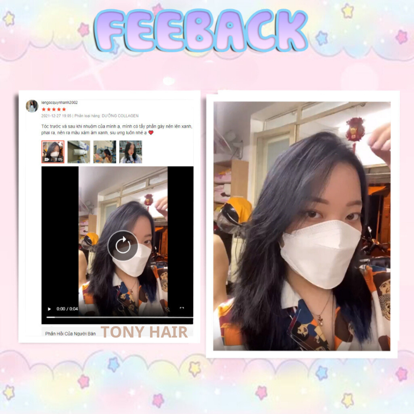 Thuốc nhuộm tóc màu Than Chì, tặng kèm oxi trợ dưỡng và bao tay_Tony Hair