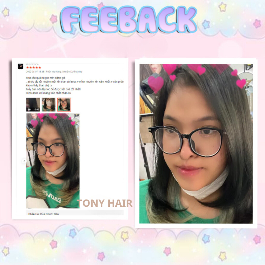 Thuốc nhuộm tóc màu Than Chì, tặng kèm oxi trợ dưỡng và bao tay_Tony Hair