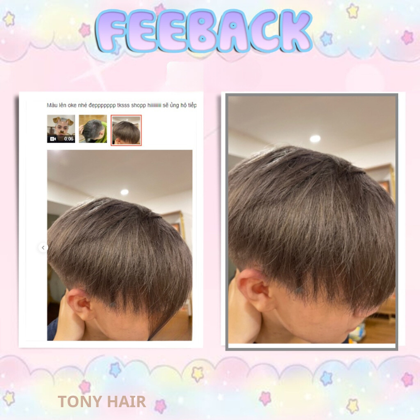 Thuốc nhuộm tóc màu Than Chì, tặng kèm oxi trợ dưỡng và bao tay_Tony Hair