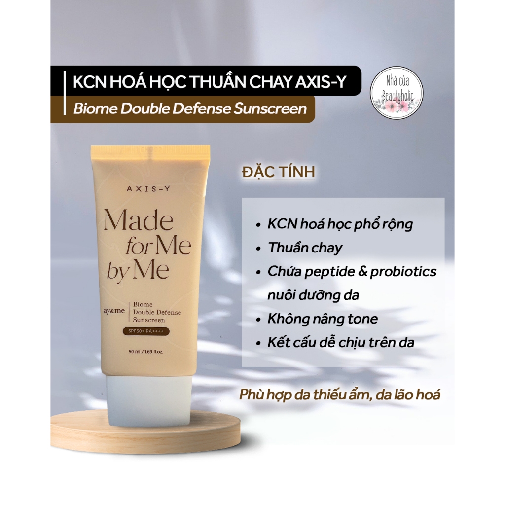 Kem chống nắng hoá học thuần chay AXIS-Y BIOME DOUBLE DEFENSE SUNSCREEN