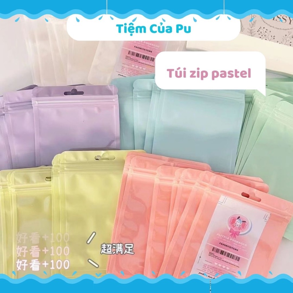 Túi Zip Gói Hàng Màu Pastel