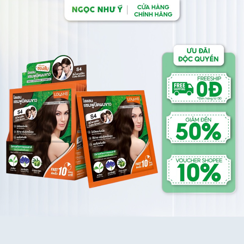 Dầu Gội Nhuộm Phủ Bạc Lolane 30ml Thái Lan Chiết Xuất Thiên Nhiên, Lên Màu Hiệu Quả Không Gây Khô Xơ Tóc