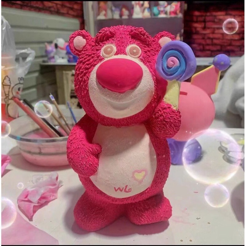 Tượng tô màu BỘ SƯU TẬP GẤU DÂU hạch cao size lớn 18-24cm