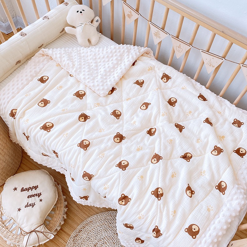 Chăn xô hạt đậu mền cho bé 80*100cm chăn cho bé đi học chăn xô 6 lớp Ếch xanh kids