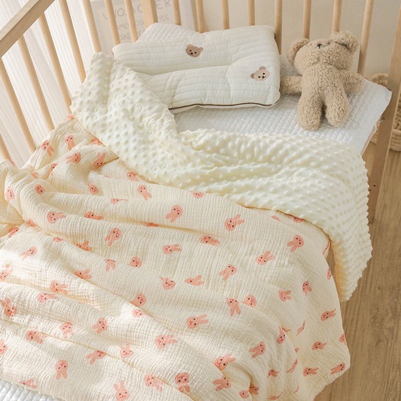 Chăn xô hạt đậu mền cho bé 80*100cm chăn cho bé đi học chăn xô 6 lớp Ếch xanh kids