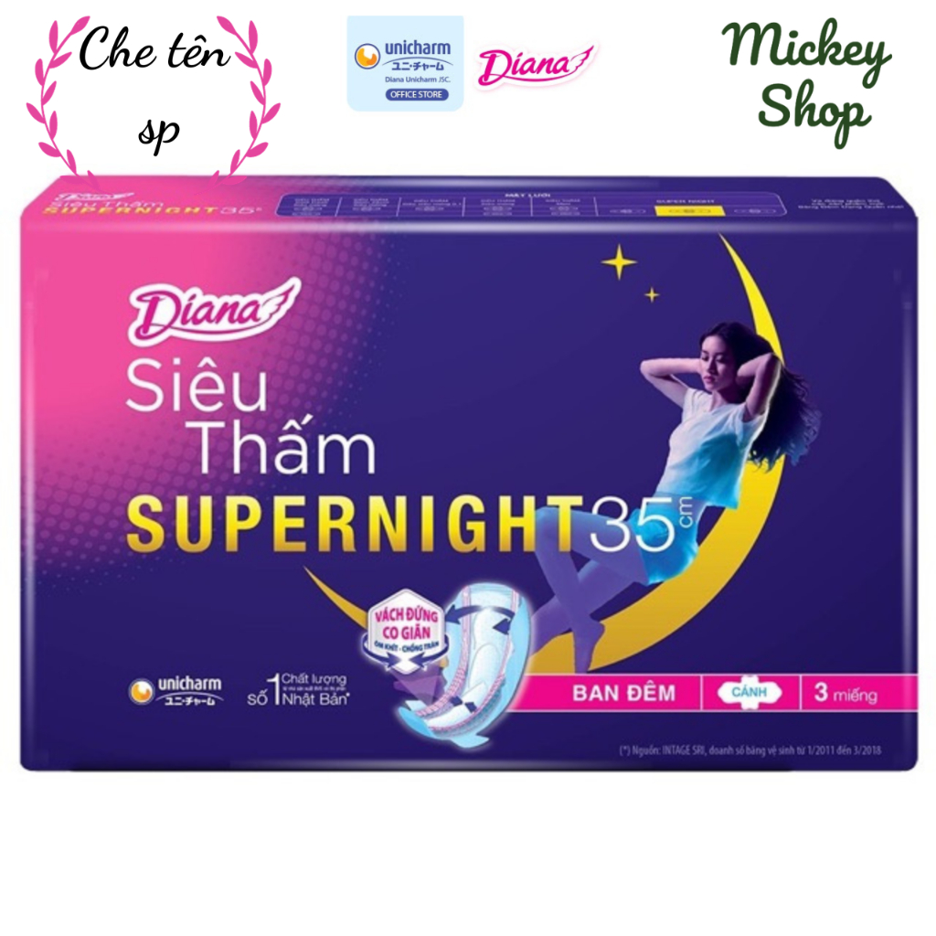 Băng Vệ Sinh Diana Ban Đêm Siêu Thấm Supernight 35cm/ 29cm