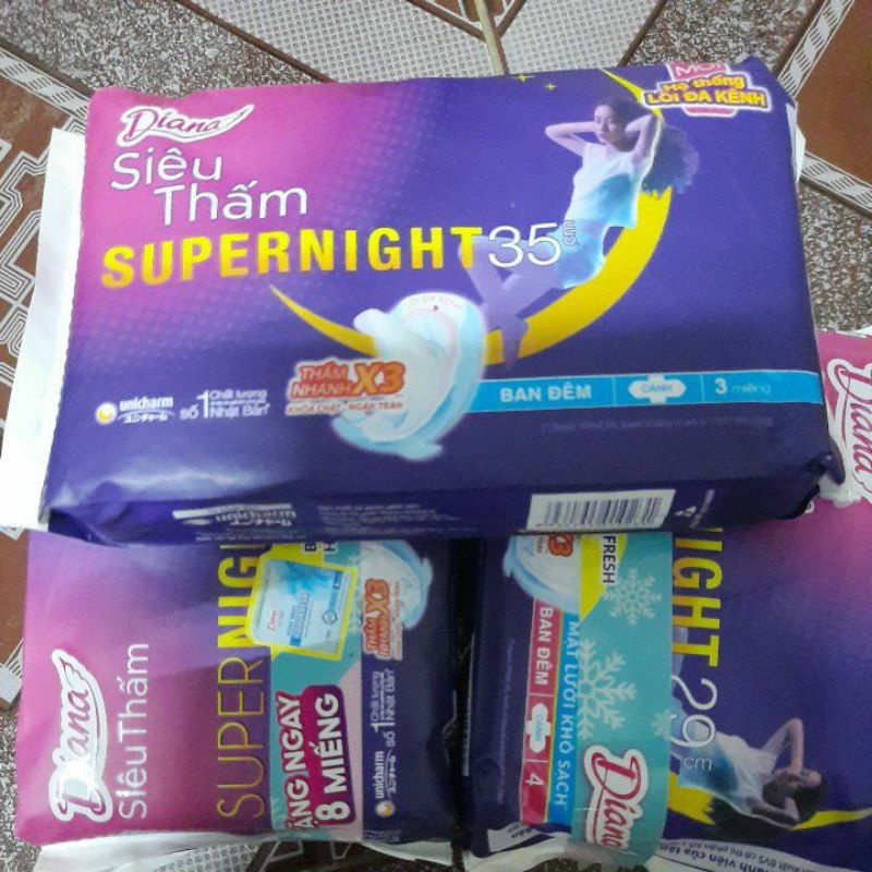 Băng Vệ Sinh Diana Ban Đêm Siêu Thấm Supernight 35cm/ 29cm