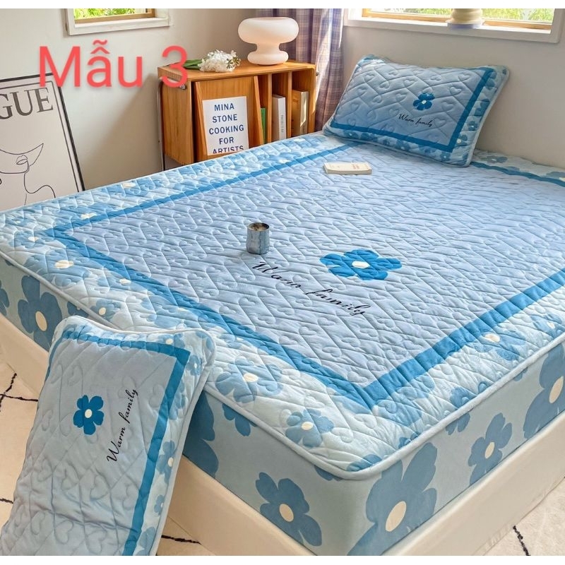 Bộ ga gối nỉ tuyết sản hô điểm thêm những bông hoa cúc tạo sự hài hoà cho căn phòng của bạn ga 1m6x2m