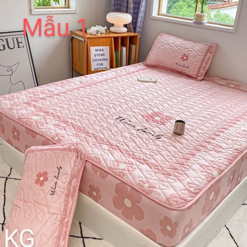 Bộ ga gối nỉ tuyết sản hô điểm thêm những bông hoa cúc tạo sự hài hoà cho căn phòng của bạn ga 1m6x2m