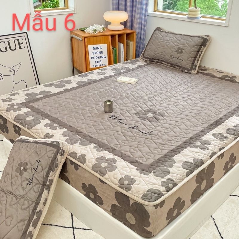 Bộ ga gối nỉ tuyết sản hô điểm thêm những bông hoa cúc tạo sự hài hoà cho căn phòng của bạn ga 1m6x2m
