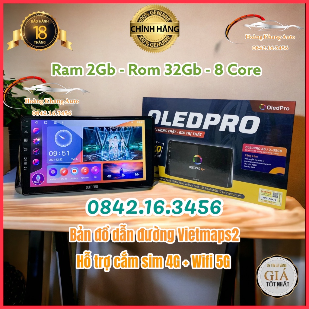 Màn Hình Android OLEDPRO A5 Ram 2GB Rom 32GB 8 Core mẫu mới 2023 tặng vietmaps2 _ Youtube Vancer