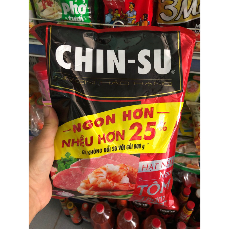 Hạt nêm ngọt tôm thơm thịt Chinsu gói 900g tặng  thêm 25%giá không đổi  so với gói  900g