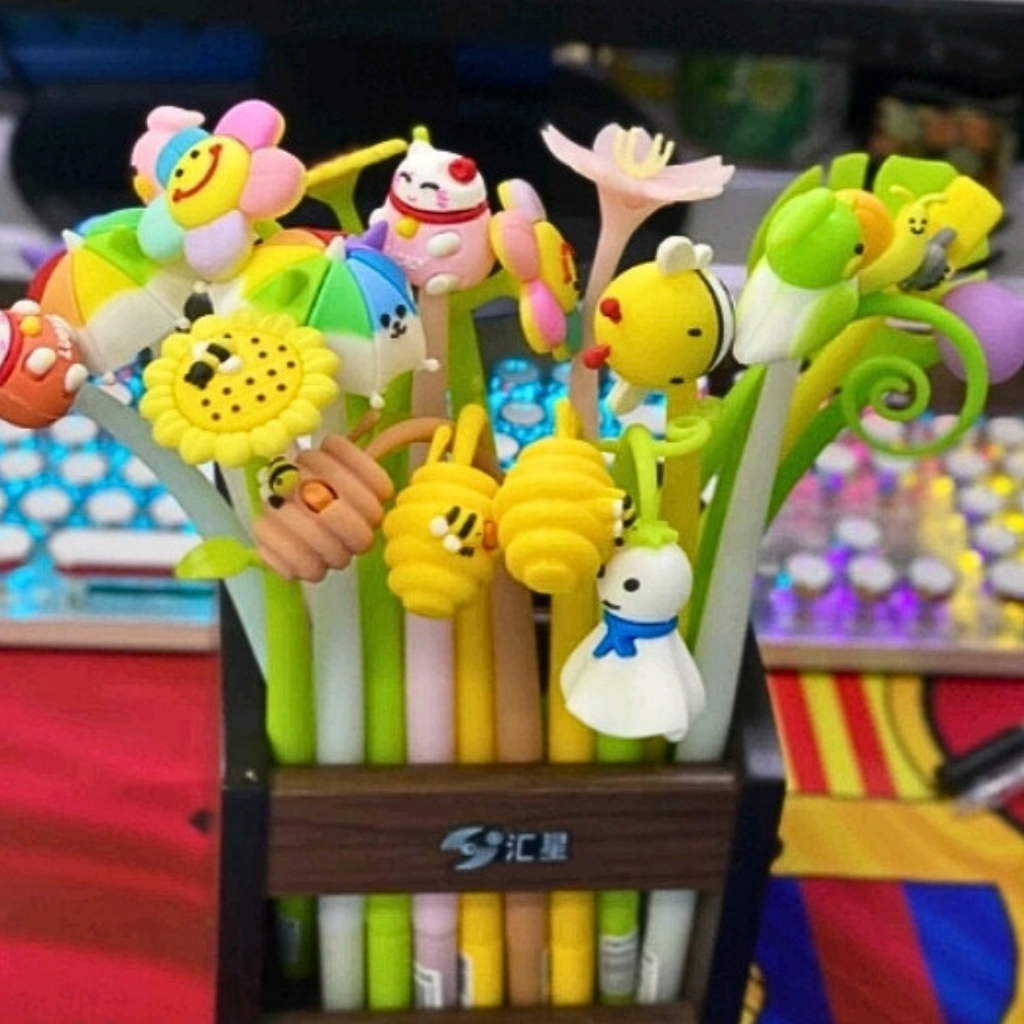 BÚT GEL MỰC ĐEN SILICON NHIỀU HÌNH CUTE CỰC XINH CHO HỌC SINH