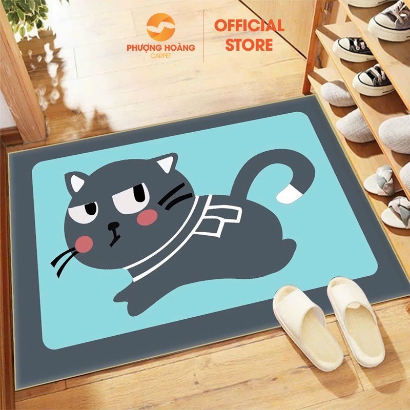 Thảm lau chân, thảm chùi chân bali Hình Thú đế cao su chống trơn trượt - 40cm x 60cm
