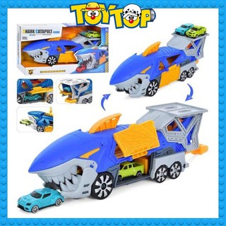 Đồ chơi chiến xe cuồng nộ xe tải cá mập shark catapult kèm 2 ô tô mini No. P932