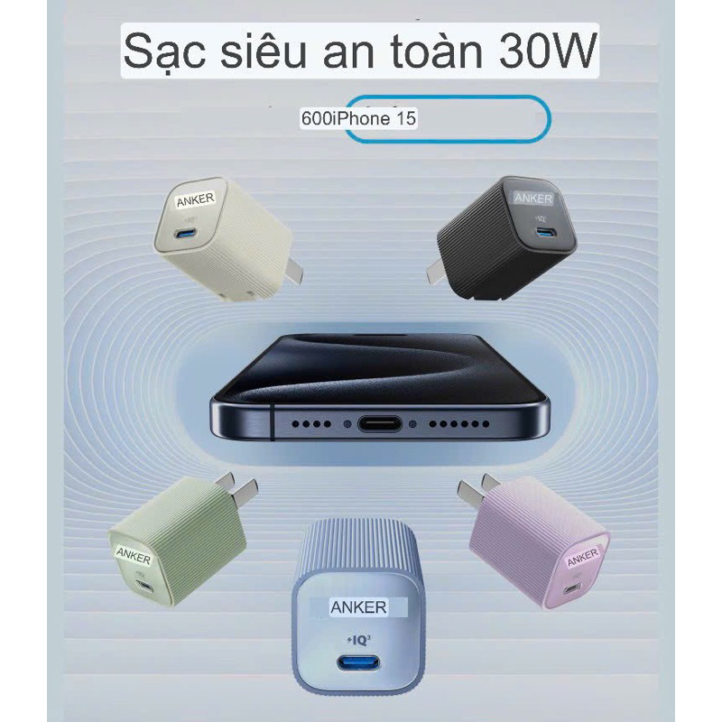 Củ sạc nhanh Anker Nano USB C 30W A2337 hỗ trợ PIQ 3.0 và PPS, Bảo hành 12 tháng,BigDeals VN