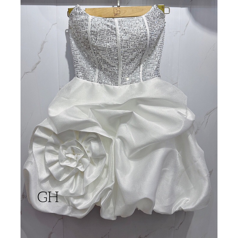 Váy thiết kế tafta phối kim sa cúp ngực chân váy hoa hồng sexy size SML