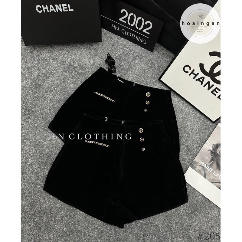 Quần Sooc Nhung Khoá Sau Cúc chữ Hàng hai Lớp siêu Đẹp