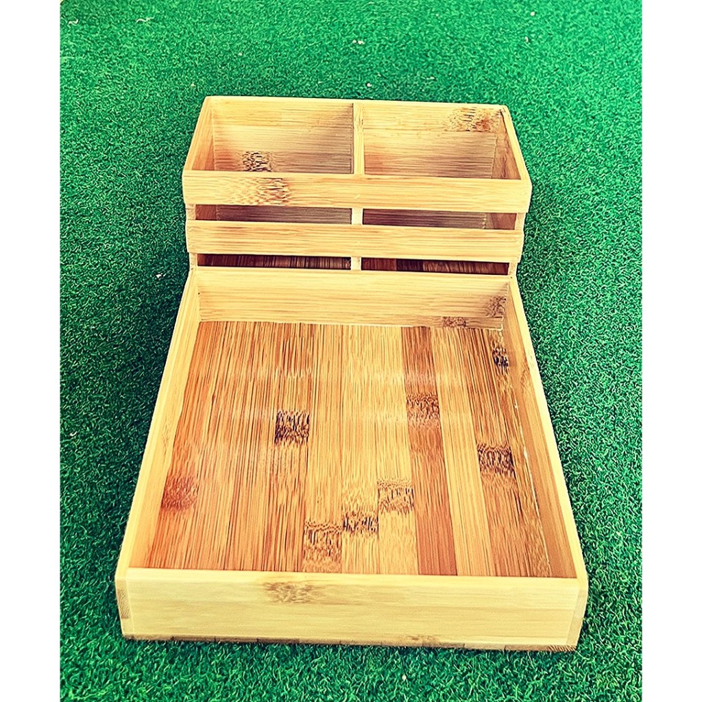 Khay đa năng đựng đũa, thìa, gia vị có chia ngăn BAMVINA 29x19x12cm- Khay đa năng bằng tre