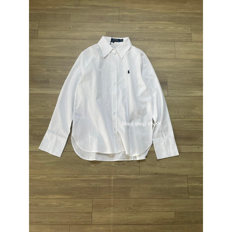 Áo sơ mi linen trắng tay dài Po*lo