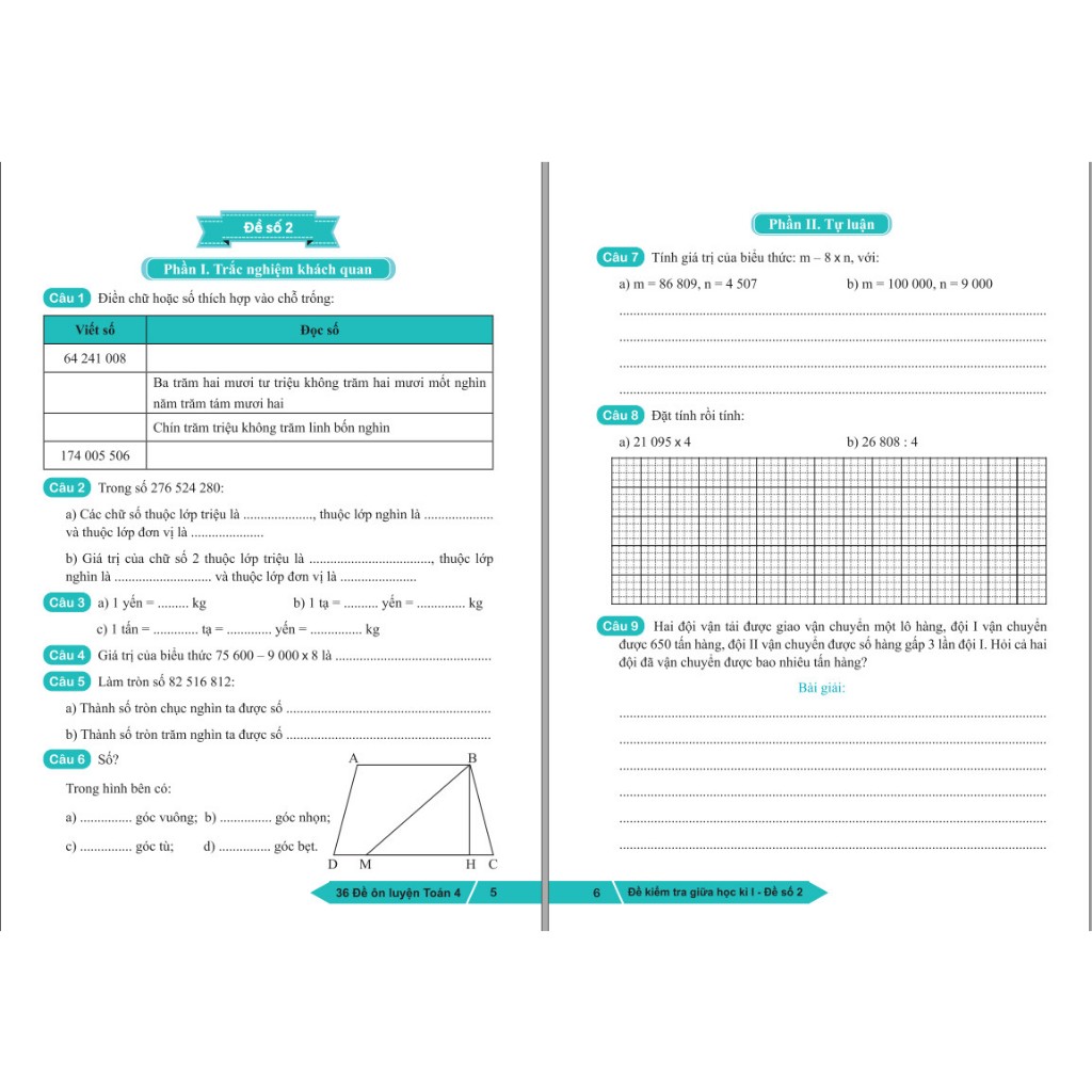 Sách - 36 Đề Ôn Luyện Toán 4 - Biên soạn theo chương trình GDPT mới - ndbooks