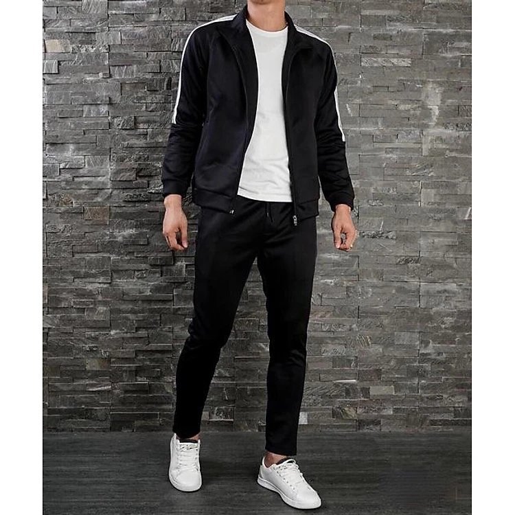 Quần áo thể thao nam co giãn chất poni dày dặn , Đồ bộ nam mùa thu đông dài tay