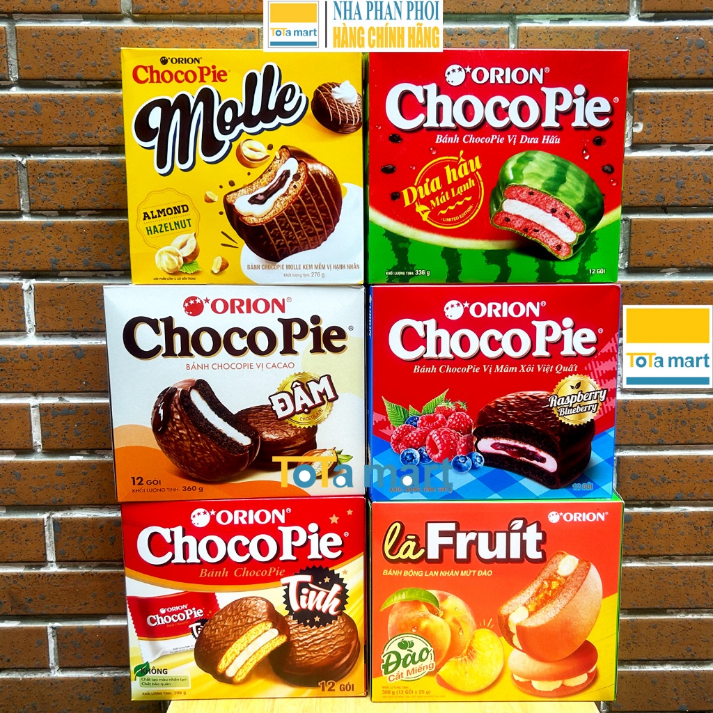 (HSD 05,08/2024) Bánh CHOCOPIE ORION hộp lớn 12 cái đủ loại.