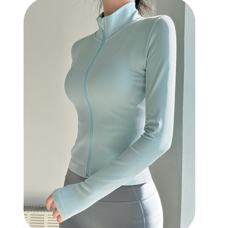 Áo Khoác Thể Thao Nữ Tập Gym, Yoga, Aerobic Ôm Body Dài Tay Co Dãn, Thoáng Khí Có Khóa Kéo EVASPORT