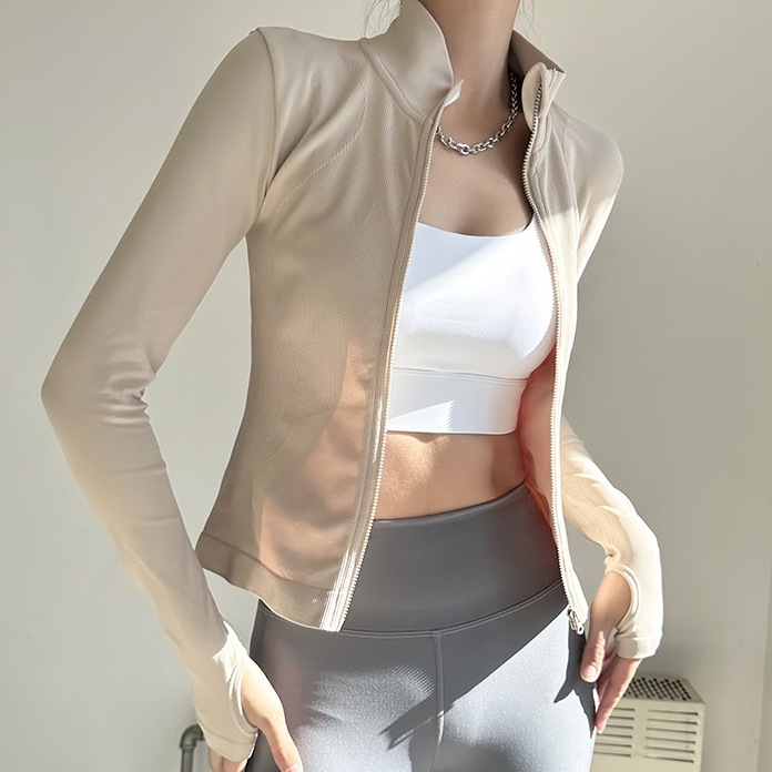 Áo Khoác Thể Thao Nữ Tập Gym, Yoga, Aerobic Ôm Body Dài Tay Co Dãn, Thoáng Khí Có Khóa Kéo EVASPORT