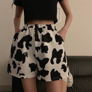 Quần đùi bò sữa nam nữ có dây rút Q062 Quần sooc short ống rộng đen trắng unisex