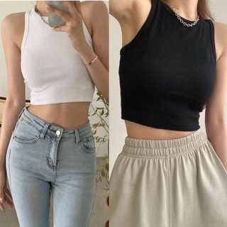 Áo thun ba lỗ nữ croptop A147 Áo phông sát nách đen trắng khỏe khoắn dáng ngắn crt