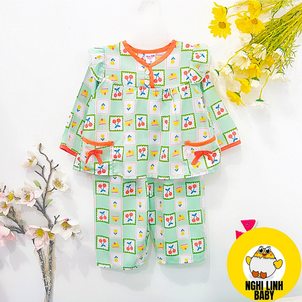 Bộ tole bé gái tay dài quần dài mặc nhà có size từ 9kg đến 36kg - Nghi Linh Baby