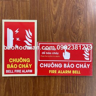 Biển báo Fomex dán decal Chuông báo cháy 15 x 25cm