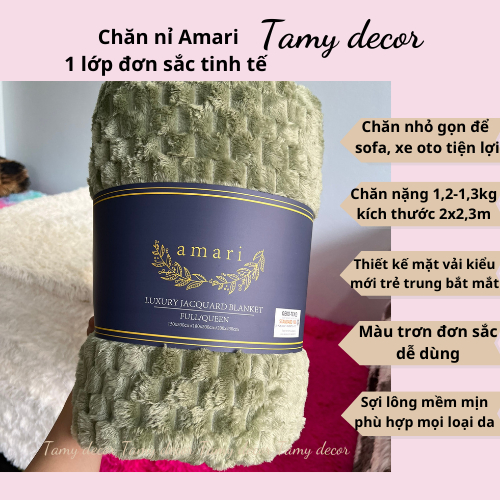 Chăn nỉ tuyết cuộn Amari chăn nỉ dệt vân nổi hình caro gấu sọc Tamy Decor kích thước 2x2.3m nặng 1.2kg đắp 4 mùa