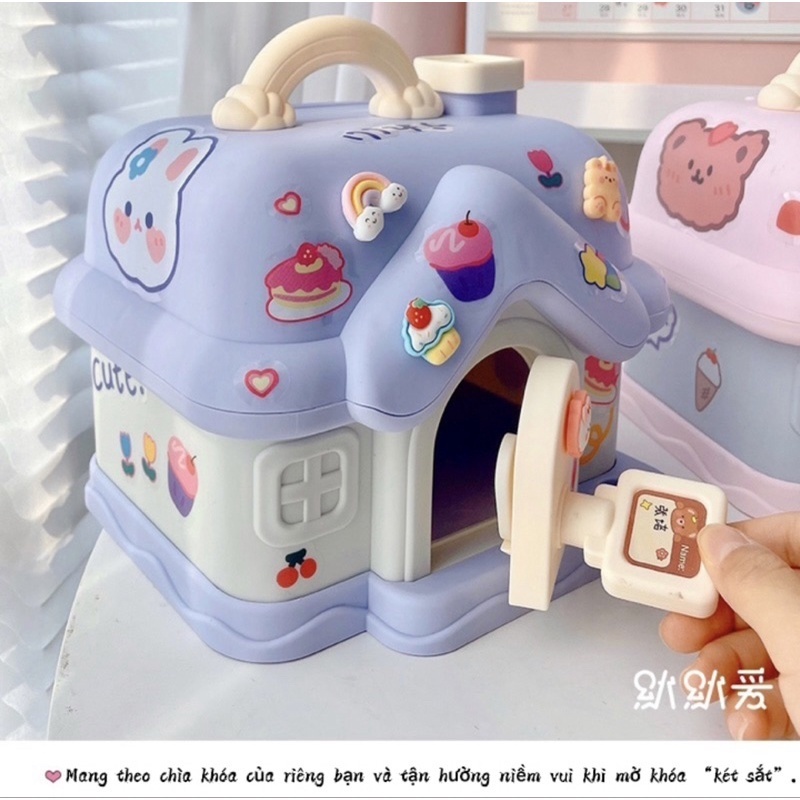 Két Sắt Tiết Kiệm Tiền Hình Ngôi Nhà - Lợn Tiết Kiệm Size To Hoạt Hình Đáng Yêu