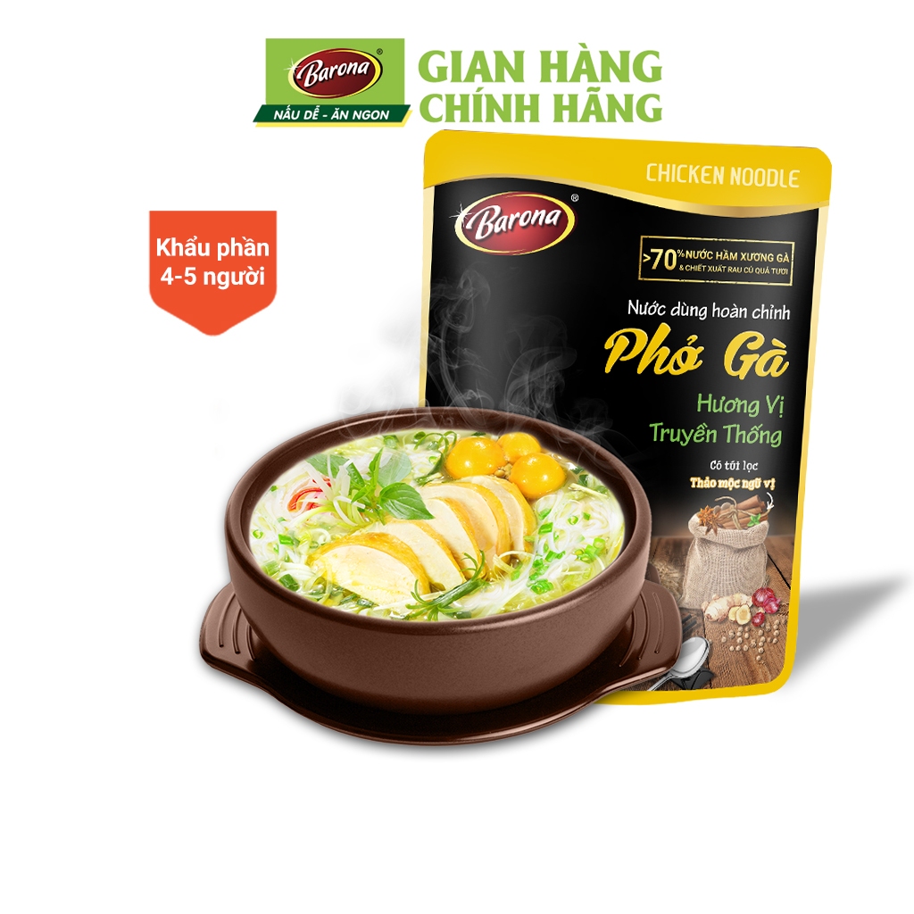 Combo 2 Gói Nước dùng Phở Gà Barona 145g, Tặng tiêu hạt