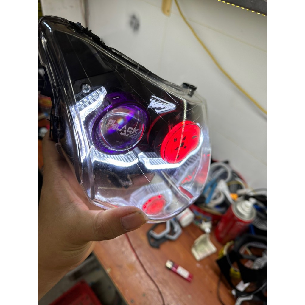 Mặt xoay sharingan độ lé đèn bi cầu kèm pass cho Wave lên chóa 2 tầng