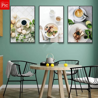 Combo Bộ 3 Tranh Canvas Treo Tường Trang Trí Phòng Ăn / Nhà Bếp/ Phòng Khách, tranh có khung composite, tặng đinh treo