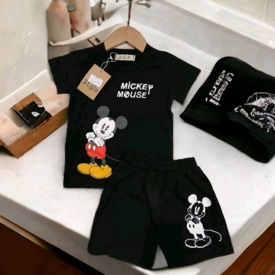 Bộ đồ cộc tay mùa hè cotton hoạ tiết Micky, đồ bộ cho bé trai  hàng quảng châu cotton mềm mát