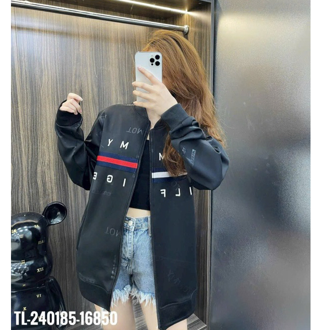 Áo bomber hot trend T@'M¥ dây rót ảnh thật form rộng unisex