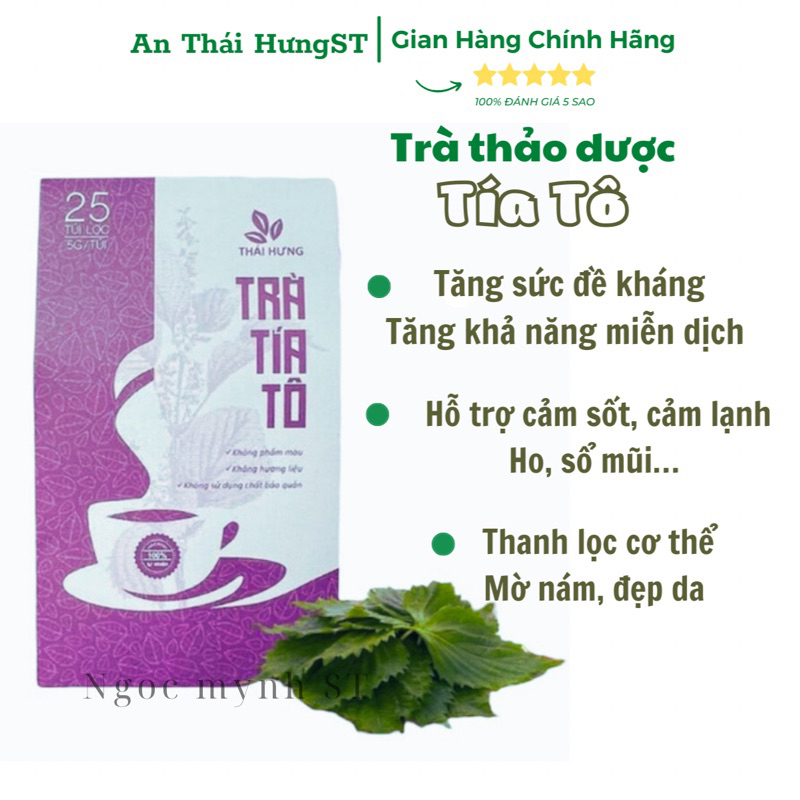 Trà tía tô thái hưng (8 vị thảo mộc) 25 gói lọc5g ,tăng sức đề kháng, mờ nám, đẹp da, thanh lọc cơ thể.