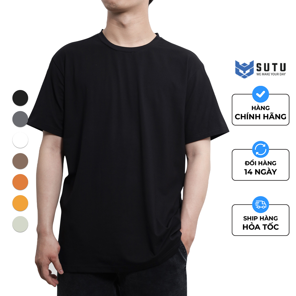 Áo Thun Trơn Nam Cổ Tròn Tay Lỡ Unisex SUTU Chất Cotton 4 Chiều Cao Cấp Mềm Mịn Thoáng Mát | A2RDES