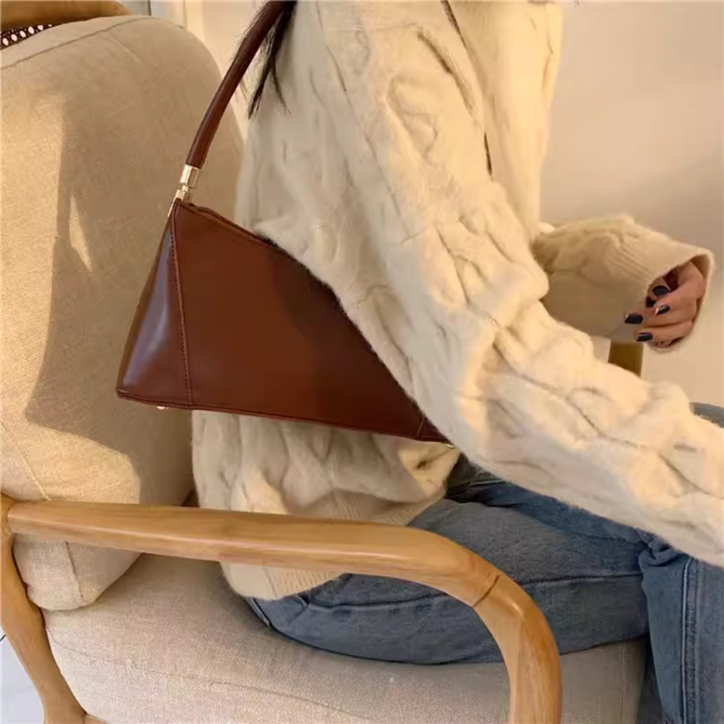 Túi xách nữ kẹp nách ngang da trơn phong cách vintage dễ phối đồ