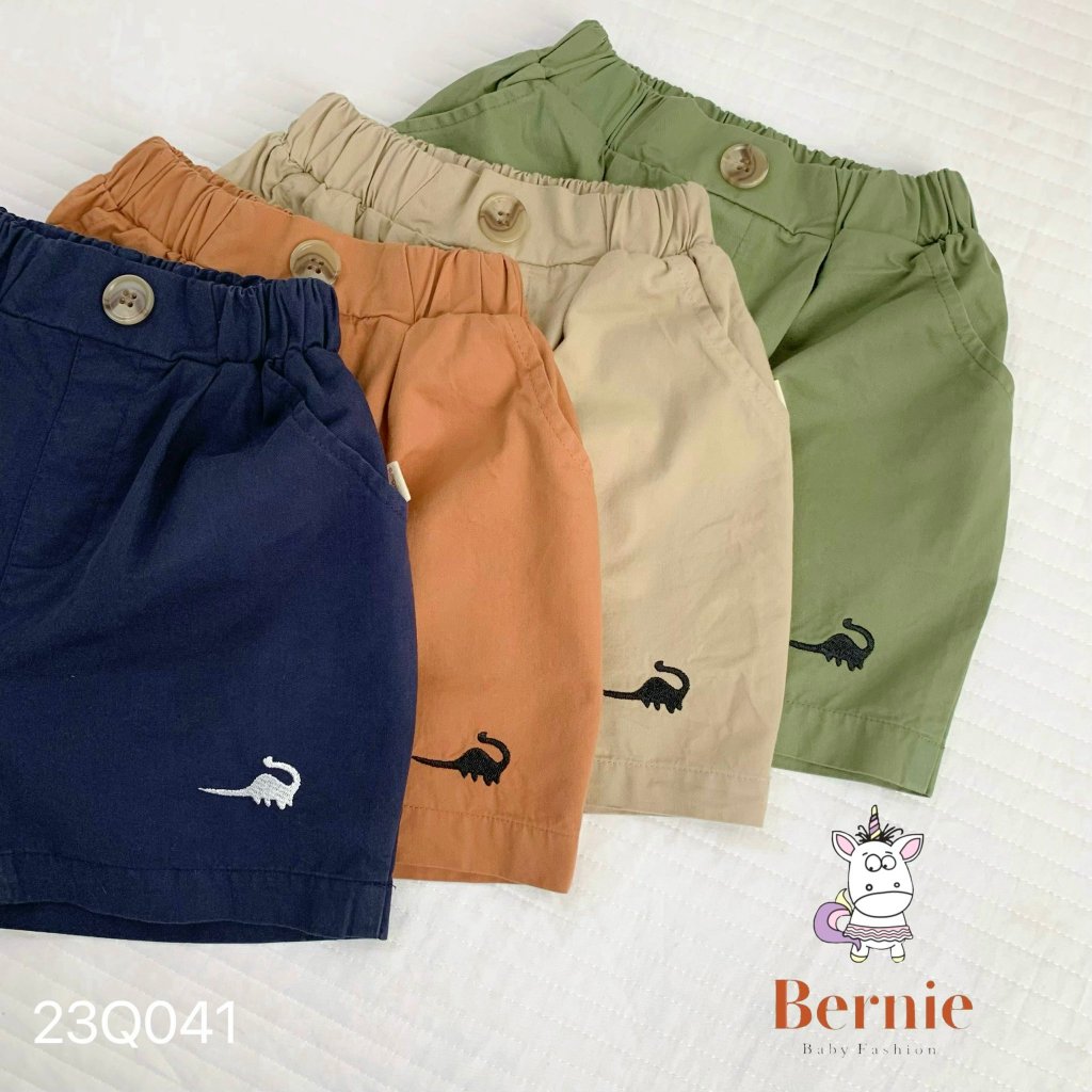 Quần đùi kaki thêu khủng long BERNIE phong cách cho bé trai đi chơi đi học BE99