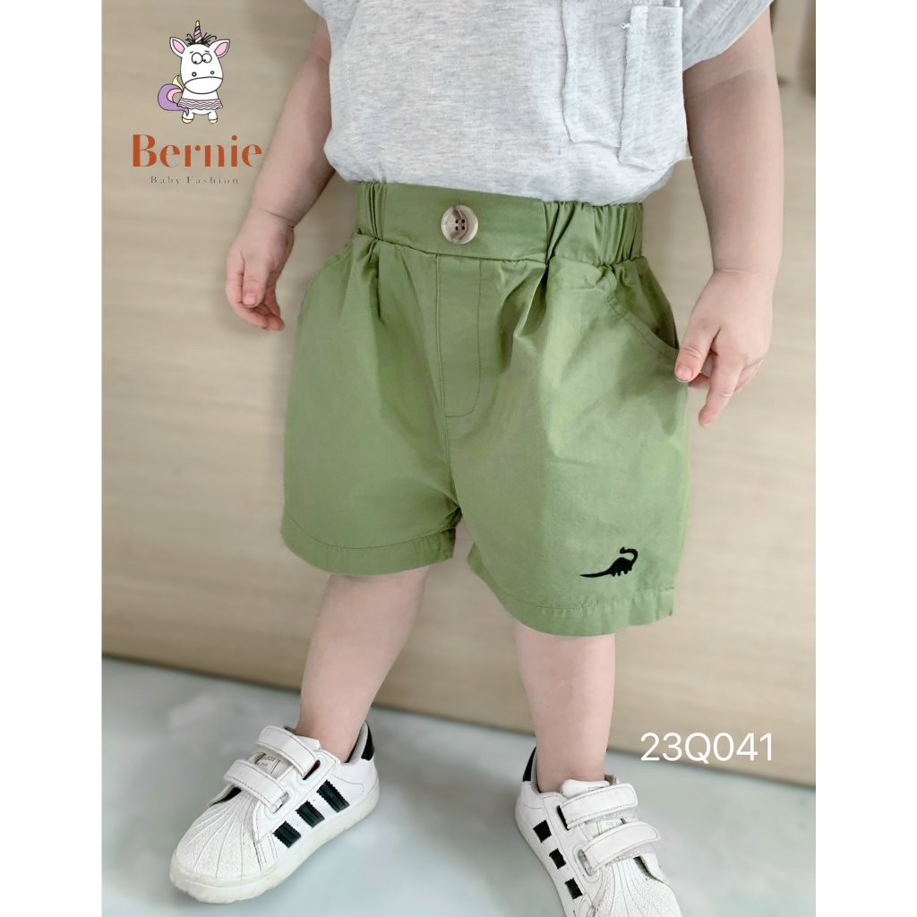 Quần đùi kaki thêu khủng long BERNIE phong cách cho bé trai đi chơi đi học BE99