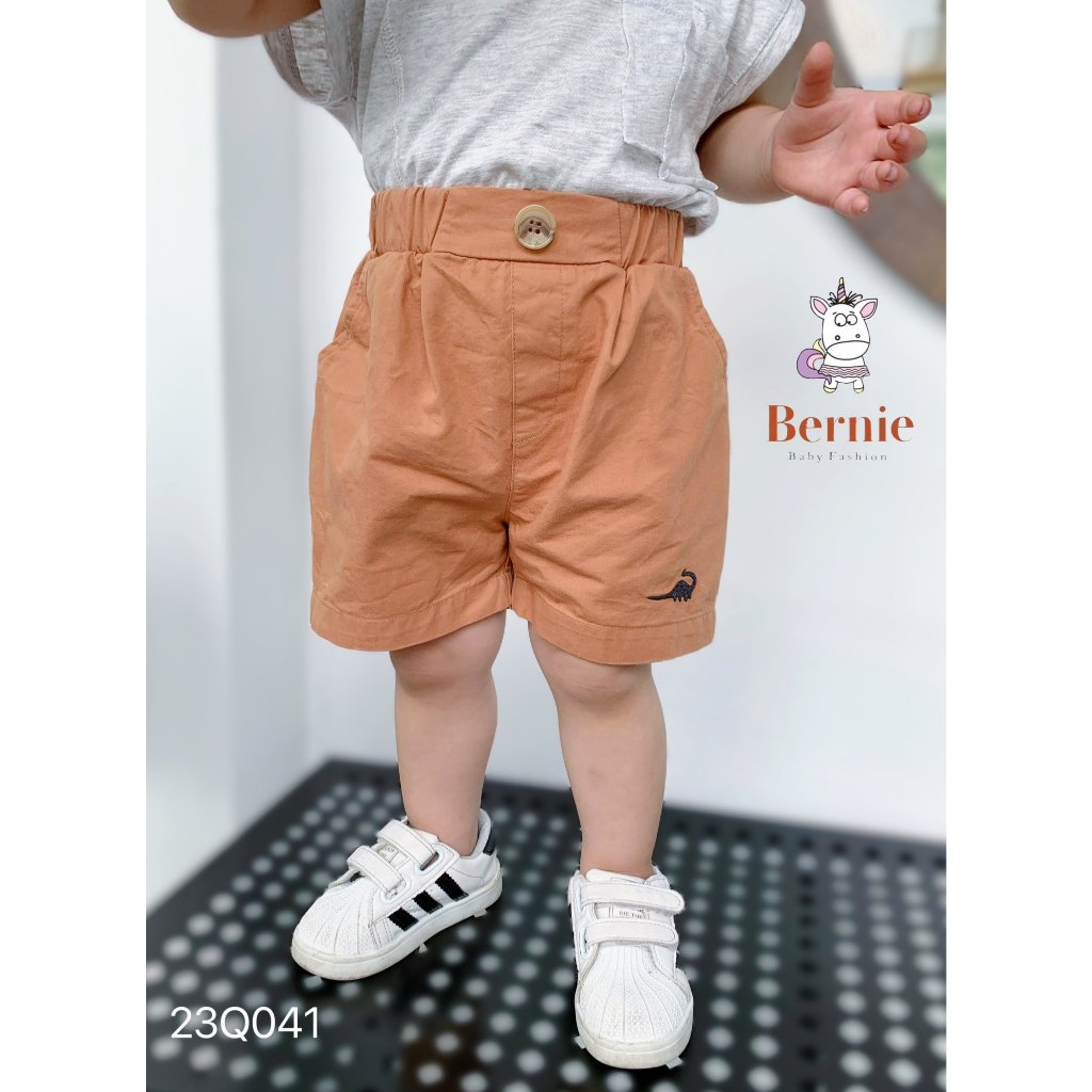 Quần đùi kaki thêu khủng long BERNIE phong cách cho bé trai đi chơi đi học BE99