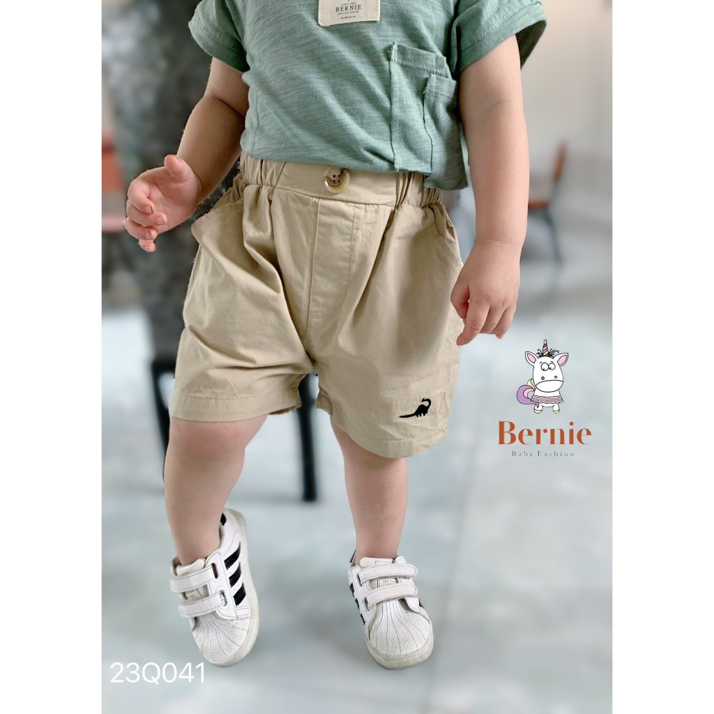 Quần đùi kaki thêu khủng long BERNIE phong cách cho bé trai đi chơi đi học BE99